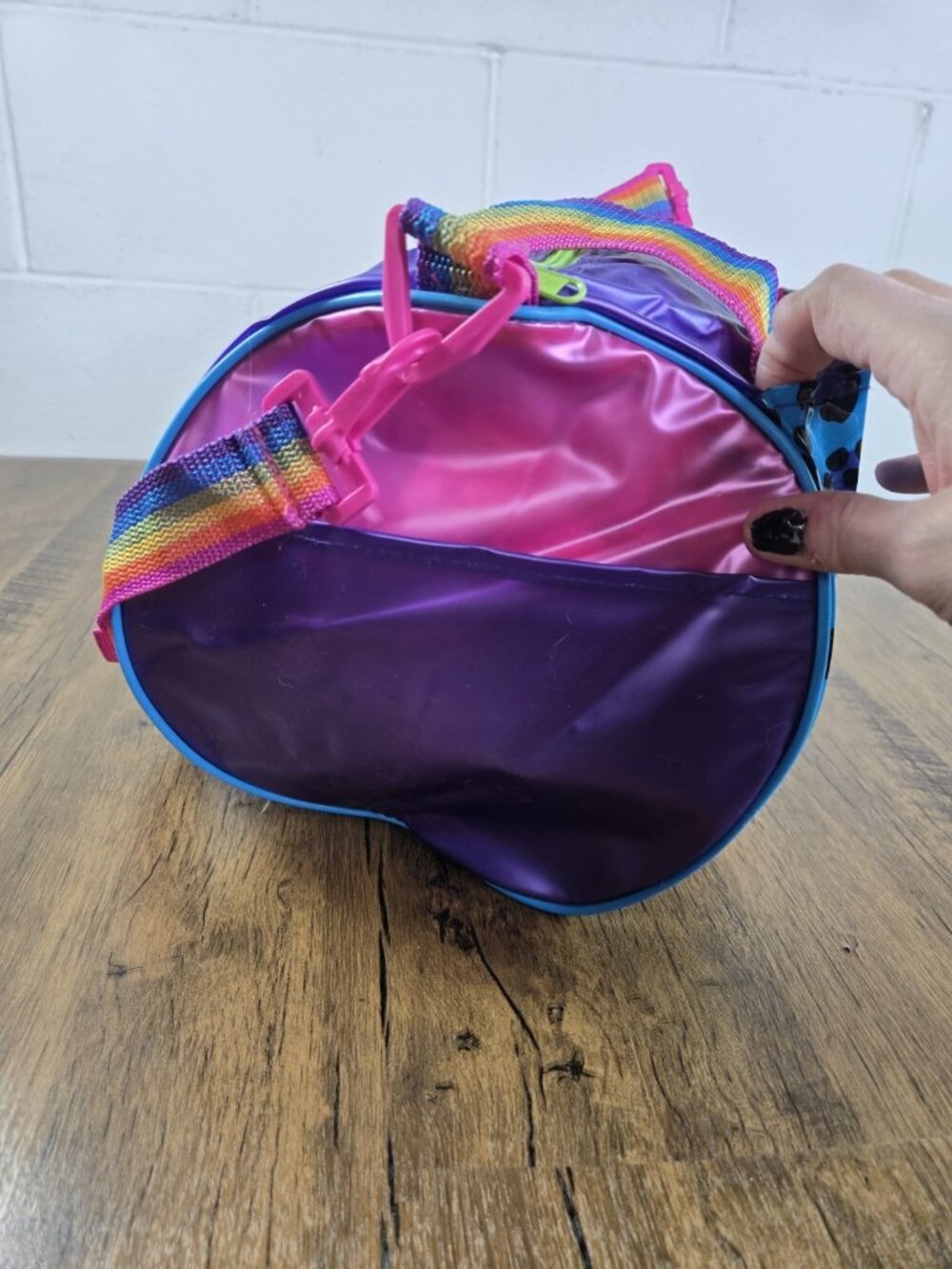 vtg 90s Lisa Frank Rainbow Straps Hunter Cheetah Purple Duffle Bag RARE - Picture 6 of 14